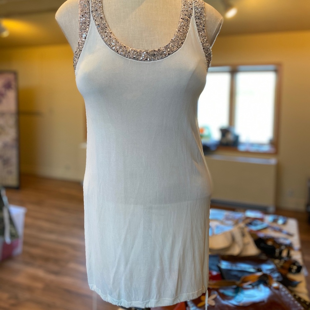 Sequence lined sheer long top